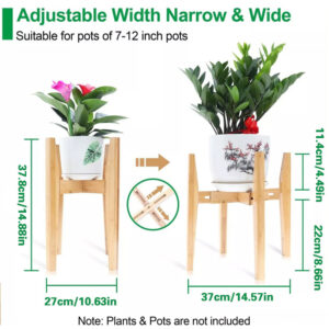 Adjustable Bamboo Wooden Plant Stand Plant & Flower Pot Base Holder Natural