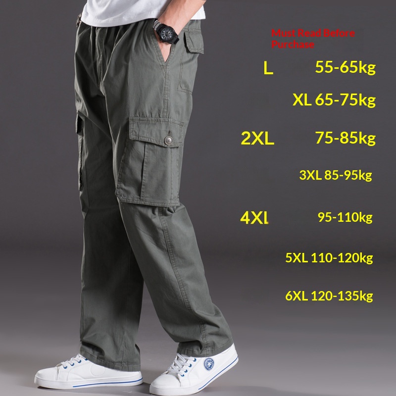 Men’s Washed Casual Pants Multi-Pocket Plus-Size Work Trousers