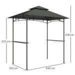Grillpavillon Mit LED 240 X 150 X 258 Cm Wasserabweisend Flammhemmend Gartenpavillon Mit Doppelschichtdach