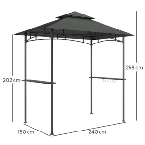 Grillpavillon Mit LED 240 X 150 X 258 Cm Wasserabweisend Flammhemmend Gartenpavillon Mit Doppelschichtdach
