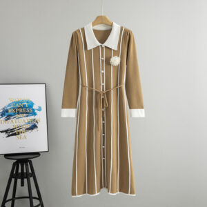 Womens Knitted Dress Springautumn Long Sleeves Fitted Waist