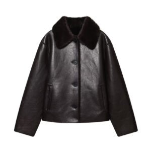 Fashionable And Casual Reversible Faux-leather Jacket For Women