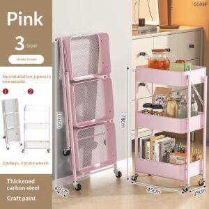Foldable Storage Cart Kitchen Trolley Rack