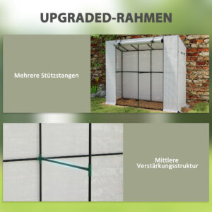 Mini-Gewächshaus, Anlehn-Gewächshaus Mit Rolltür Und Netzfenstern, UV-beständig, Für Blumen, Setzlinge, Pflanzen, Weiß