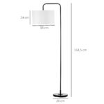 Stehlampe Mit Fußschalter, Bodenlampe Mit Stoffschirm, Stahl, Weiß