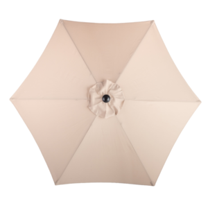 7.5FT Round Outdoor Patio Umbrella With Tilt Adjustment, Crank Lift System, 6 Iron Ribs & Iron Pole, Waterproof UV Protected Polyester Canopy, Khaki