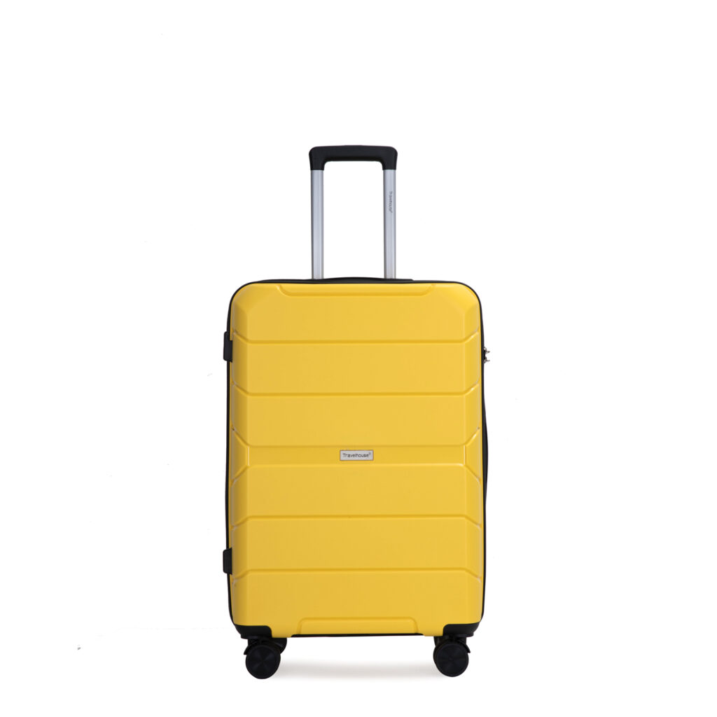 Hardshell Suitcase Spinner Wheels PP Luggage Sets Lightweight Durable Suitcase With TSA Lock,3-Piece Set 20 24 28 ,Yellow