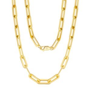 925 Sterling Silver Italian-Made Gold-Plated Sterling Paperclip Chain Necklace - Luxurious Statement Jewelry