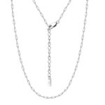 925 Sterling Silver Classic Sterling Paperclip Chain Necklace with Adjustable Length and Engraved Pendant