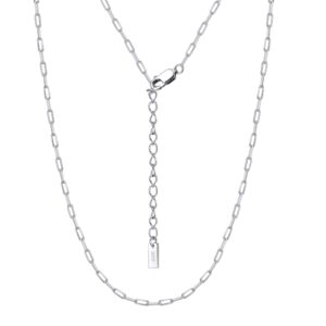 925 Sterling Silver Classic Sterling Paperclip Chain Necklace with Adjustable Length and Engraved Pendant