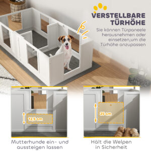 Welpenbox Für Hunde, Mit Klaren Paneelen, 2-Raum-Design, Für Kleine Hunde