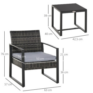 Rattan Gartenmöbel Set Für 2 Personen Polyrattan Gartenmöbel Set Balkonmöbel Set Mit Kissen Garten Grau