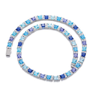 Colorful Zircon Tennis Chain Hip-hop Style Electroplated Eco-friendly Copper Necklace