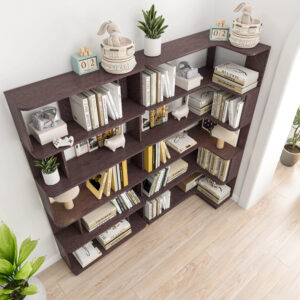 90 Cm Space Saving Corner Bookshelf 80 Cm Bookcase Extendable Free Combination, Set Of 2 Display Shelf, Ox Blood Dark Red Color And Other 4 Colors For Option, Freely Combined And Matched Furniture