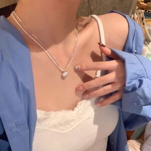 1pc 999 Sterling Silver Sparkling Beaded Chain With Heart Pendant Necklace, Minimalist Luxurious Style, Perfect For Daily Wear & Valentine's Gifts