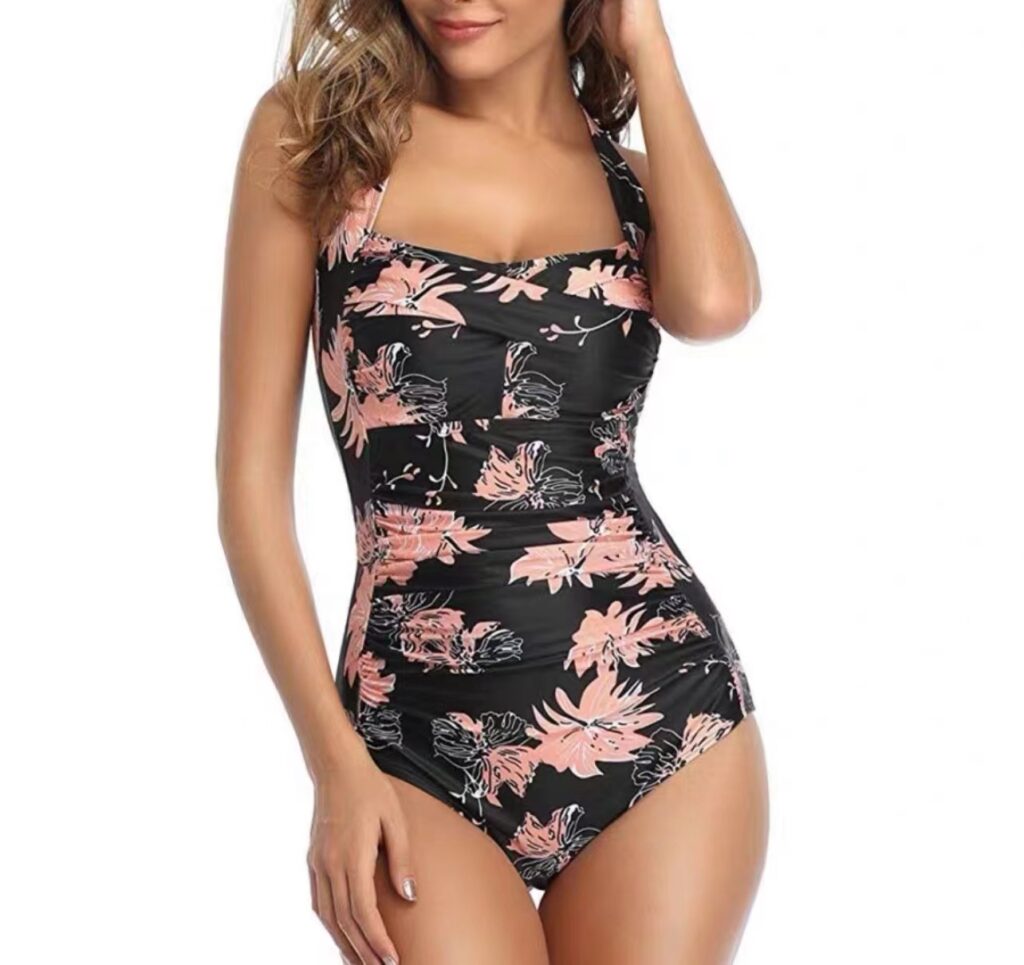 Lace-up Swimwear With A Slenderizing Design Solid-color Womens Swimsuit