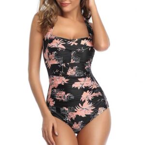 Lace-up Swimwear With A Slenderizing Design Solid-color Womens Swimsuit