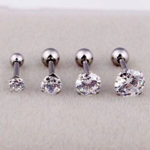 Titanium Steel Zircon Four-claw Stud Earrings One-piece