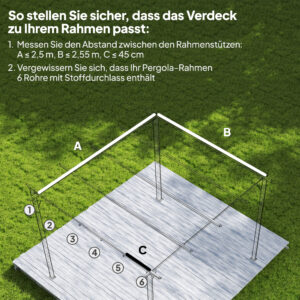 Ersatzdach Für 3 X 3 M Pergola, Einziehbar, Mit Regenabflusslöchern, Wetterfest, Polyester, 250 X 255 Cm Cremeweiß