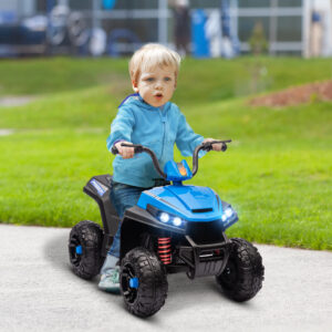 Elektro-Kinderquad, Licht & Musik, Federung, 5 Km/h, 50 Min. Fahrzeit, Für 3-5 Jahre, Blau