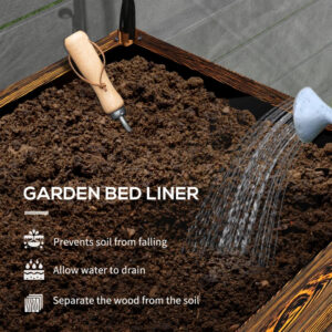Raised Garden Bed With Legs And Cover, Metal Elevated Planter Box With Bottom Shelf And Liner For Vegetables, Brown