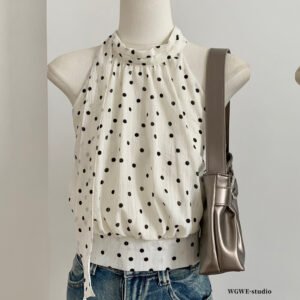 Polka-dot Halter Off-shoulder Sleeveless Camisole