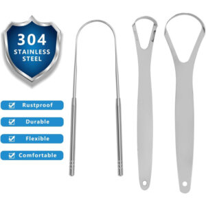 3Pcs Oral Care Pack,Tongue Scraper For Adults By Stainless,Steel Tongue Cleaners Reduce Bad Breath