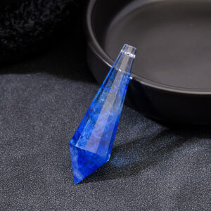 Natural Crystal 12-Facet Pendulum Pendant, Polyhedral Prism Charm