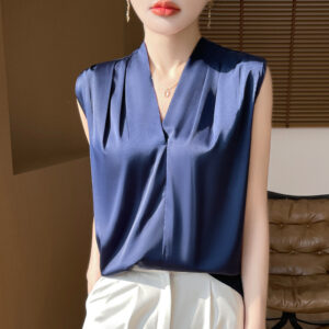 Womens New-style Loose-fit Satin V-neck Camisole