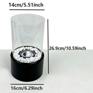 Round Glass Large Tabletop Fireplace 11H Portable Fire Bowl Pot Clean Burning Fireplace For Indoor Outdoor Patio Parties Events