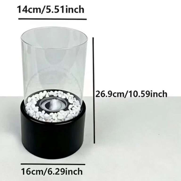 Round Glass Large Tabletop Fireplace 11H Portable Fire Bowl Pot Clean Burning Fireplace For Indoor Outdoor Patio Parties Events