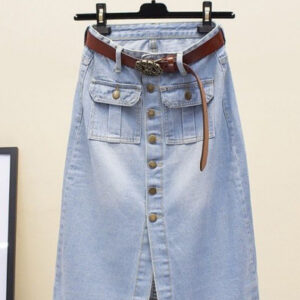 Womens High-waisted Midi Denim Skirt