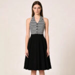 Womens French-style Vintage Halter-neck Dress