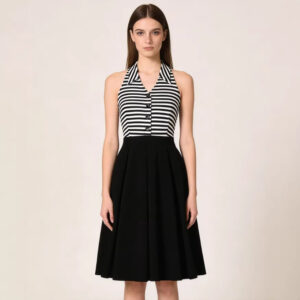 Womens French-style Vintage Halter-neck Dress