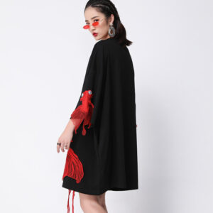 Goldfish Embroidered Crewneck Pullover T-Shirt For Women