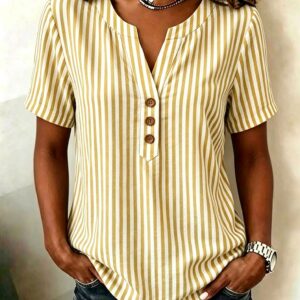 Simple And Chic Striped Short-sleeve Fashion Shirt