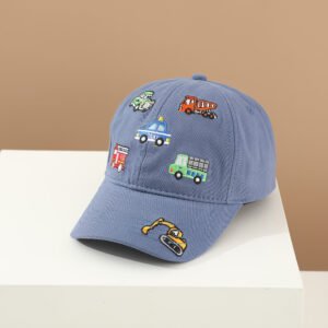 Children's Car Embroidery, Popular Cartoon Style, Curved Brim Baseball Cap, Shopping, Sightseeing And Traveling