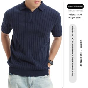 Light-luxury High-end Polo Knit With A Notched Collar And Vertical Stripes
