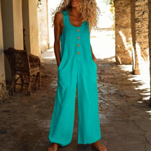 Loose-fit Pocketed Womens Long Jumpsuit
