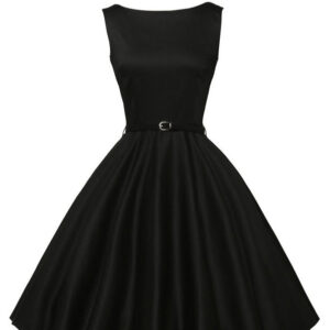Retro Sleeveless Crew-Neck Plus-Size Dress