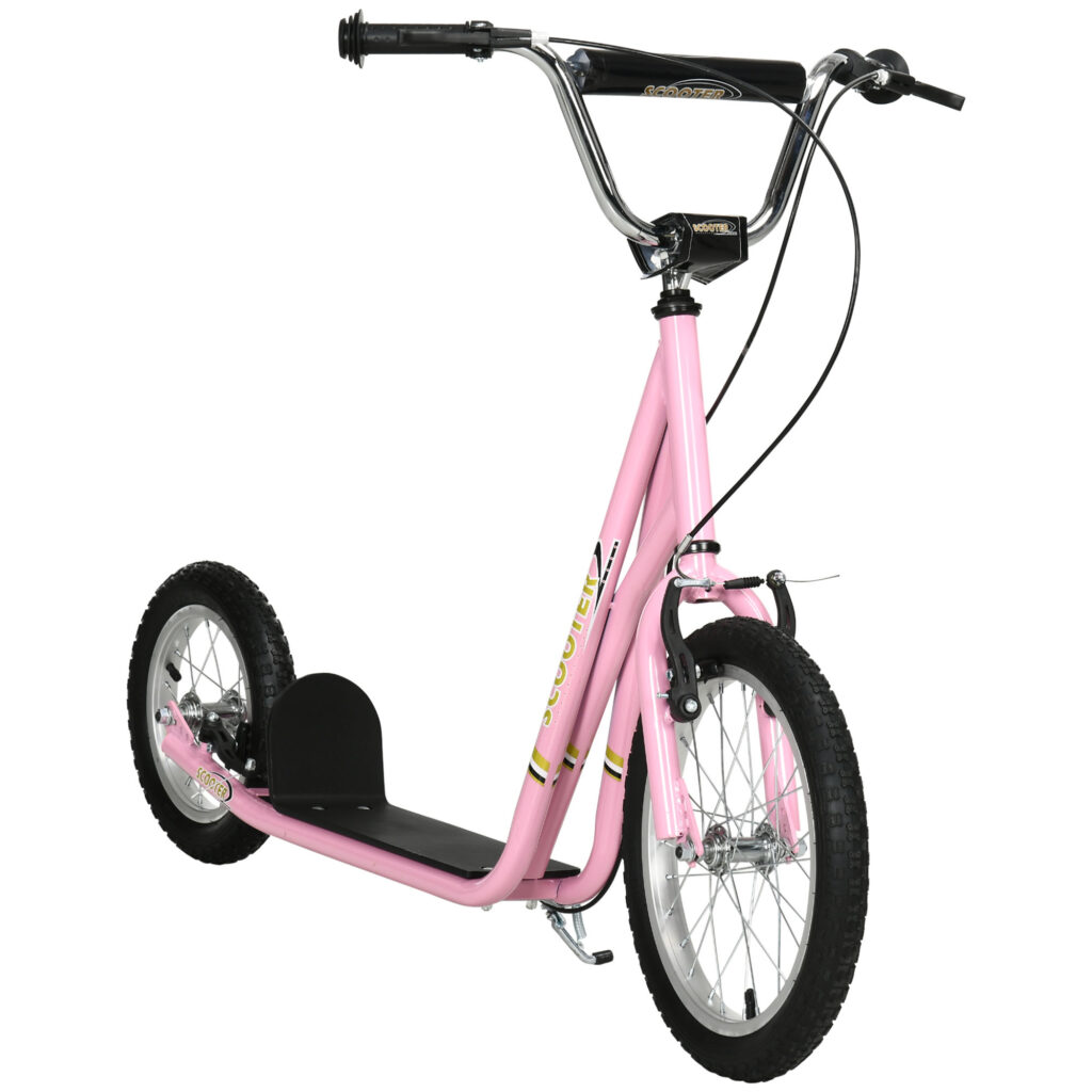 Roller Kinderroller Mit Luftreifen Handbremse, 16 Zoll Tretroller Höhenverstellbar Kickscooter Für Jungen Und Mädchen Ab 5 Jahre Kickboard Cityroller Kinder Scooter Rosa