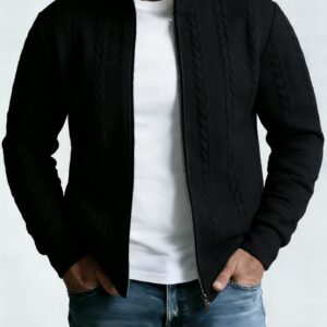 Mens Jacquard Fashionable Stand-Neck Jacket