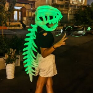 Halloween Glowing Dinosaur Skeleton Mask Childrens Plush Toy
