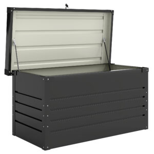 Gartenbox Metall 350L Kissenbox Mit Doppelwandig Deckel 120 X 61 X 62 cm Wasserdicht Abschließbar Grau