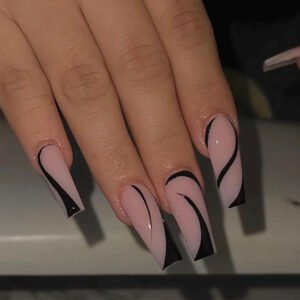 French-style Floral Rhinestone Chain Fake Nails For Women