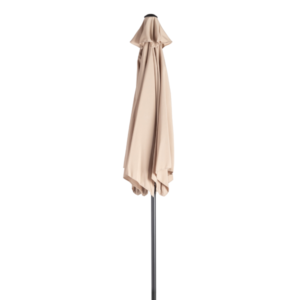 7.5FT Round Outdoor Patio Umbrella With Tilt Adjustment, Crank Lift System, 6 Iron Ribs & Iron Pole, Waterproof UV Protected Polyester Canopy, Khaki