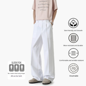 Black Versatile Straight-leg Casual Mens Trousers
