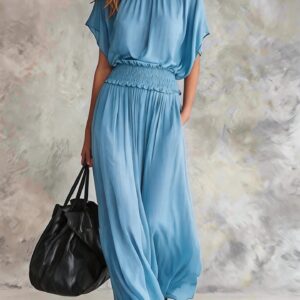 Womens Chiffon Waist-Cinching Ruched Elegant And Sophisticated Long Dress