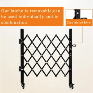 Foldable Security Gate, Expandable Safety Barrier With 360′ Swivel Casters Lockable Design, Portable Mobile Rolling Barricade For Garage, Warehouse, Driveway And Pool Areas – 51.57′ H X 74′ W