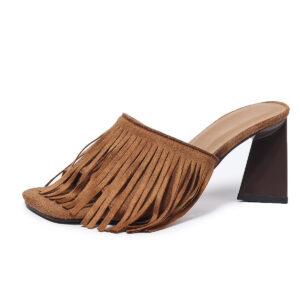 Sexy Womens Shoes Tassel Square-toe High Heels